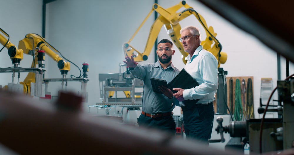 ALL |&nbsp;Website | Image | Industry | Manufacturing and industrial automation men and yellow robots
